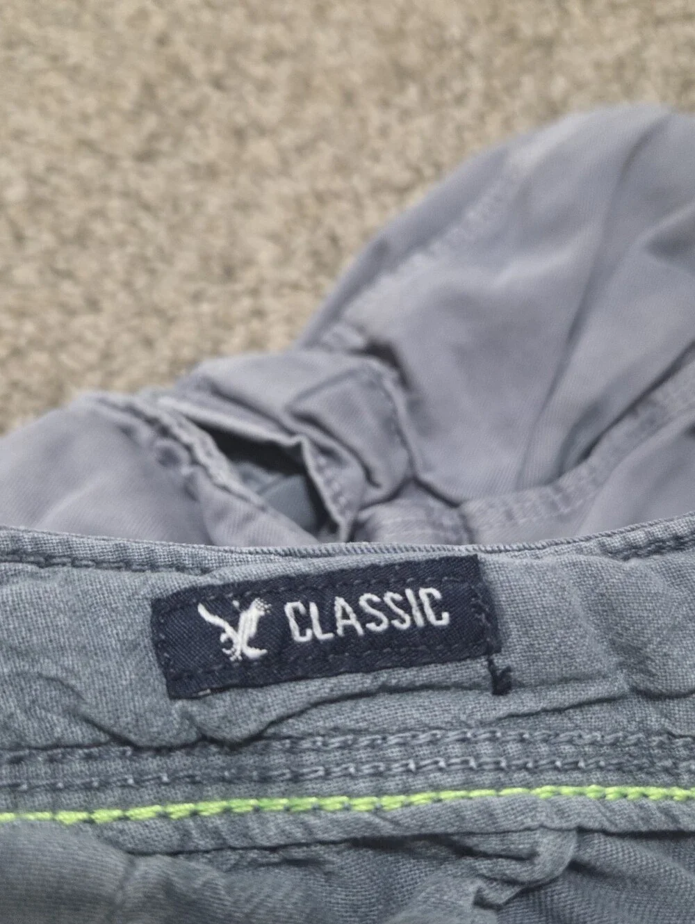 Y2K American Eagle Men's Classic Cargo Shorts Gray/Blue Size 34